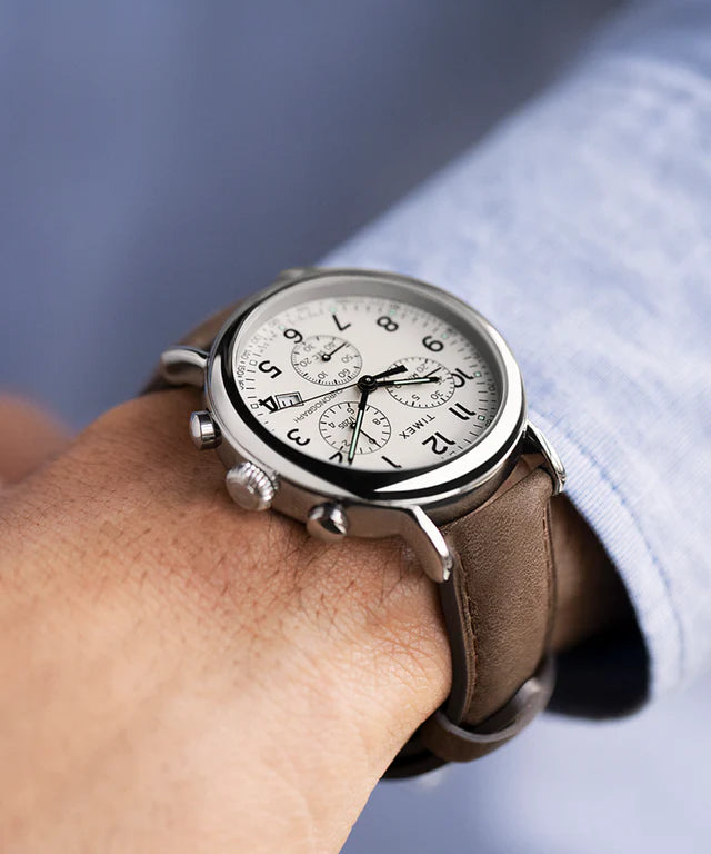 Timex Standard Chronograph 41mm Leather Strap Watch