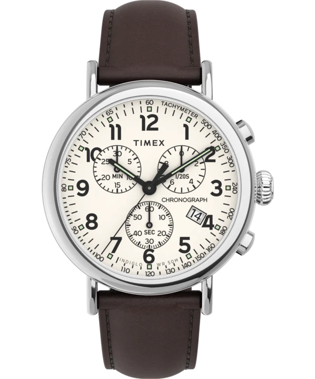 Timex Standard Chronograph 41mm Leather Strap Watch