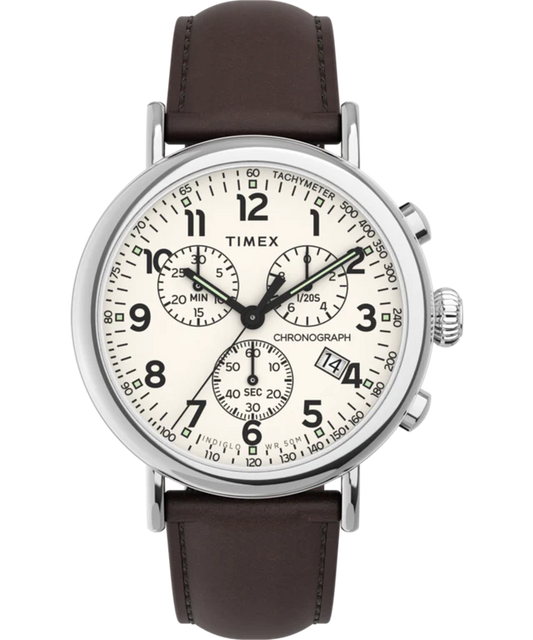 Timex Standard Chronograph 41mm Leather Strap Watch