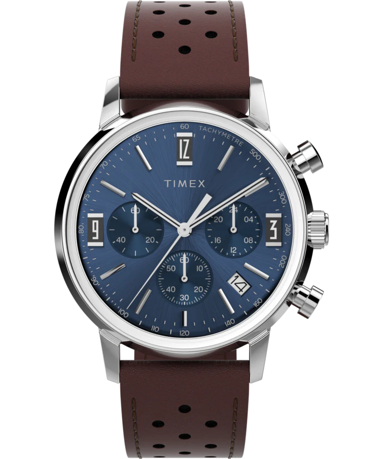 Marlin® Chronograph Tachymeter 40mm Leather Strap Watch