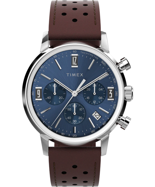 Marlin® Chronograph Tachymeter 40mm Leather Strap Watch