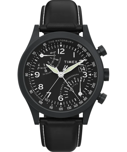 Waterbury Traditional Fly Back Chronograph 43mm Leather Strap Watch