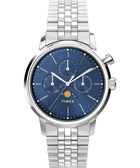 Marlin® Moon Phase 40mm Stainless Steel Bracelet Watch