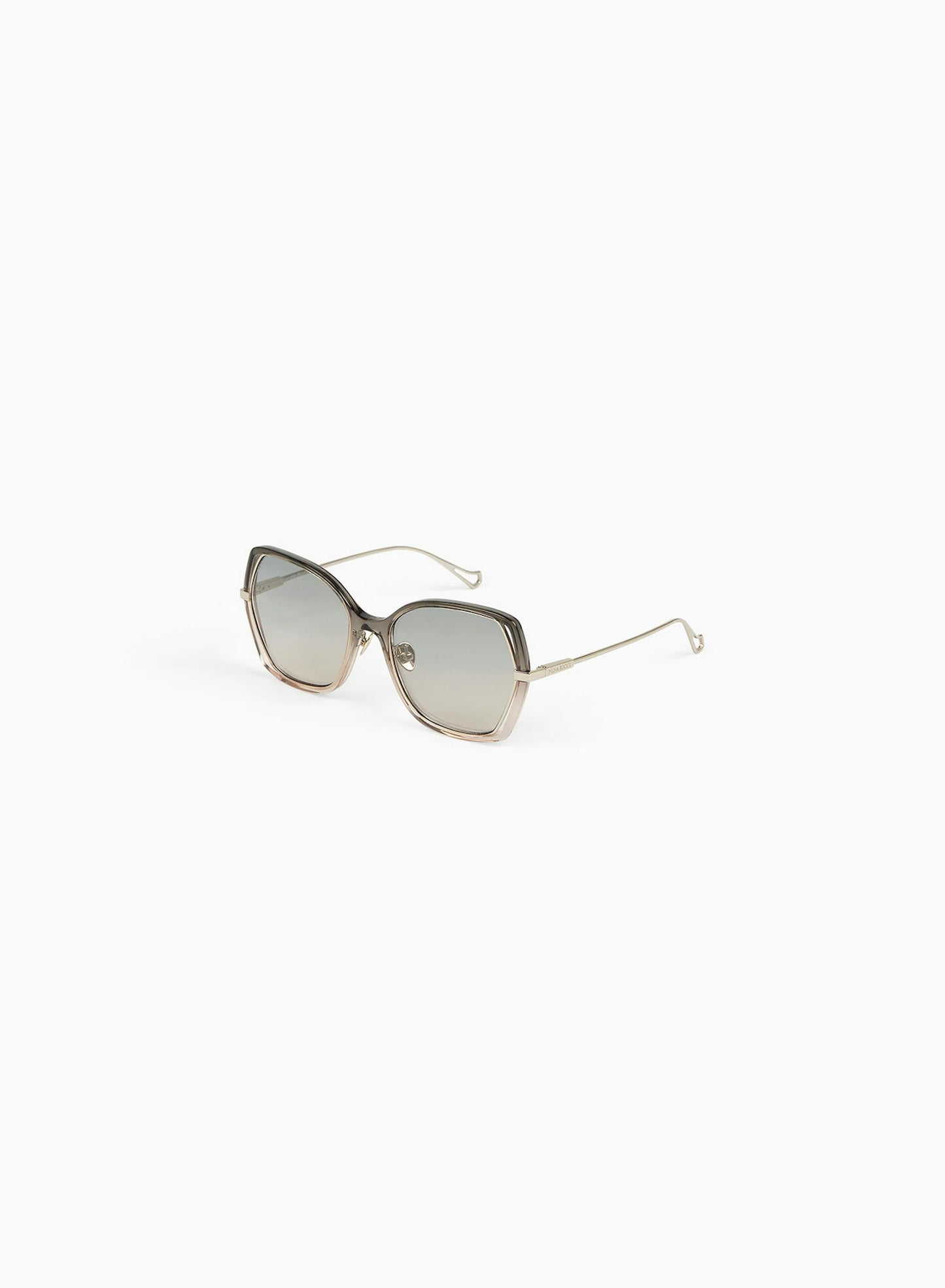 GEOMETRIC SUNGLASSES IN METAL KAKI ROSE