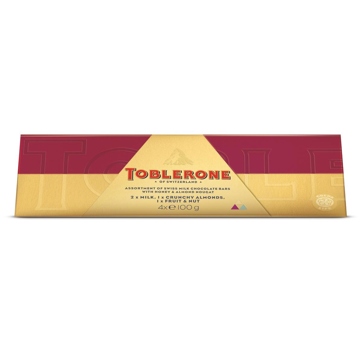 Toblerone Assortment of Swiss Chocolate Bars with Honey & Almond Nougat 4x100g