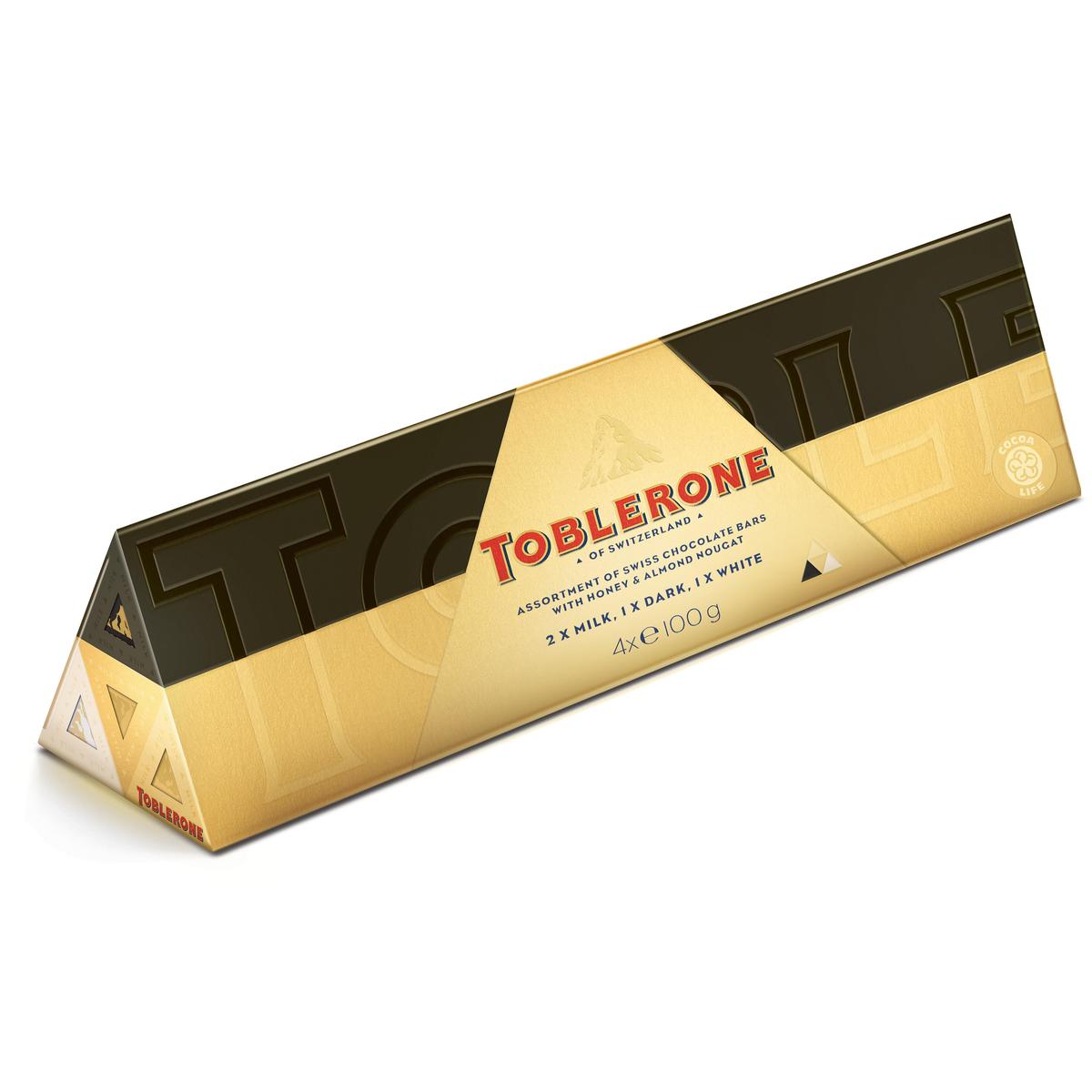 Toblerone Assortment of Swiss Chocolate Bars with Honey & Almond Nougat 4x100g