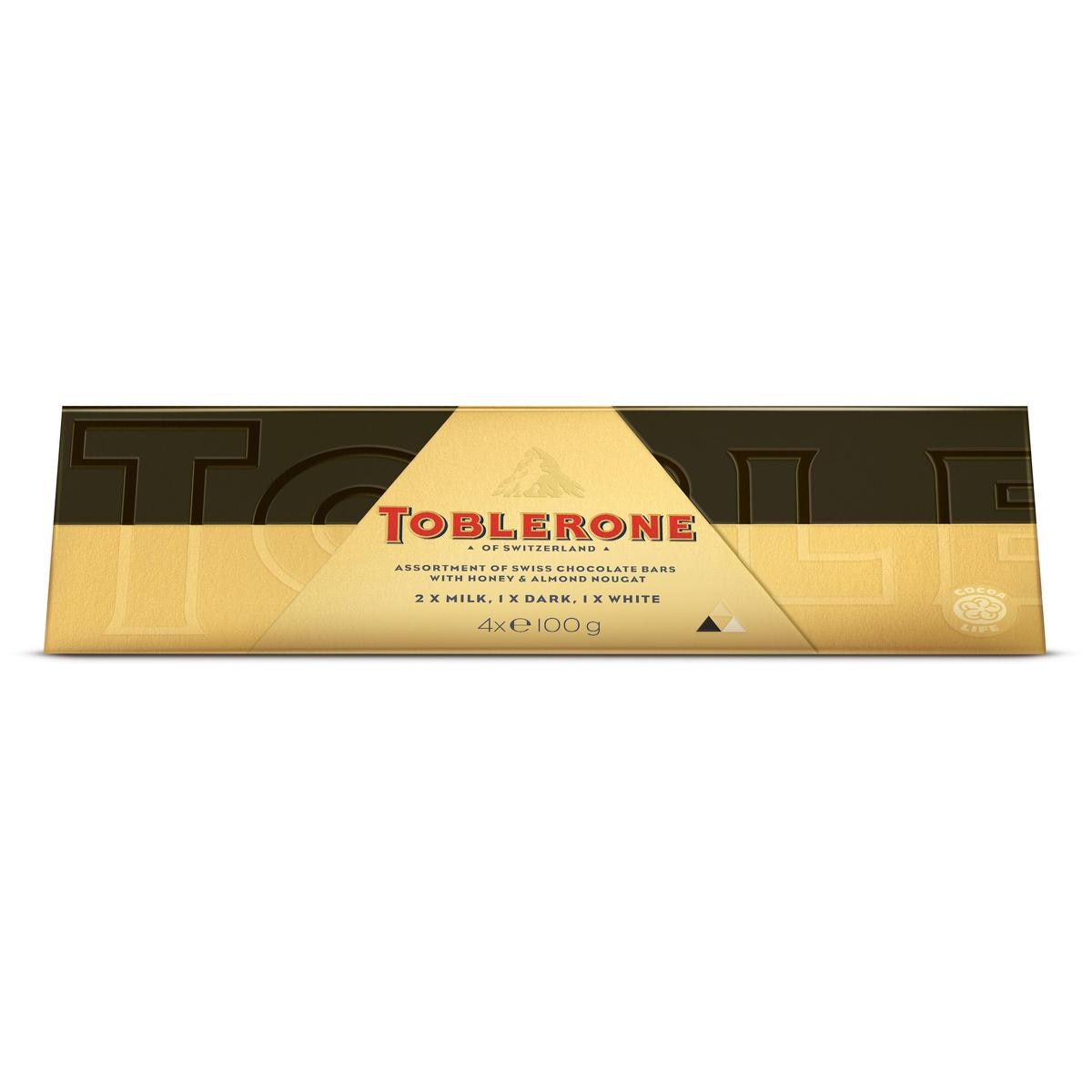 Toblerone Assortment of Swiss Chocolate Bars with Honey & Almond Nougat 4x100g