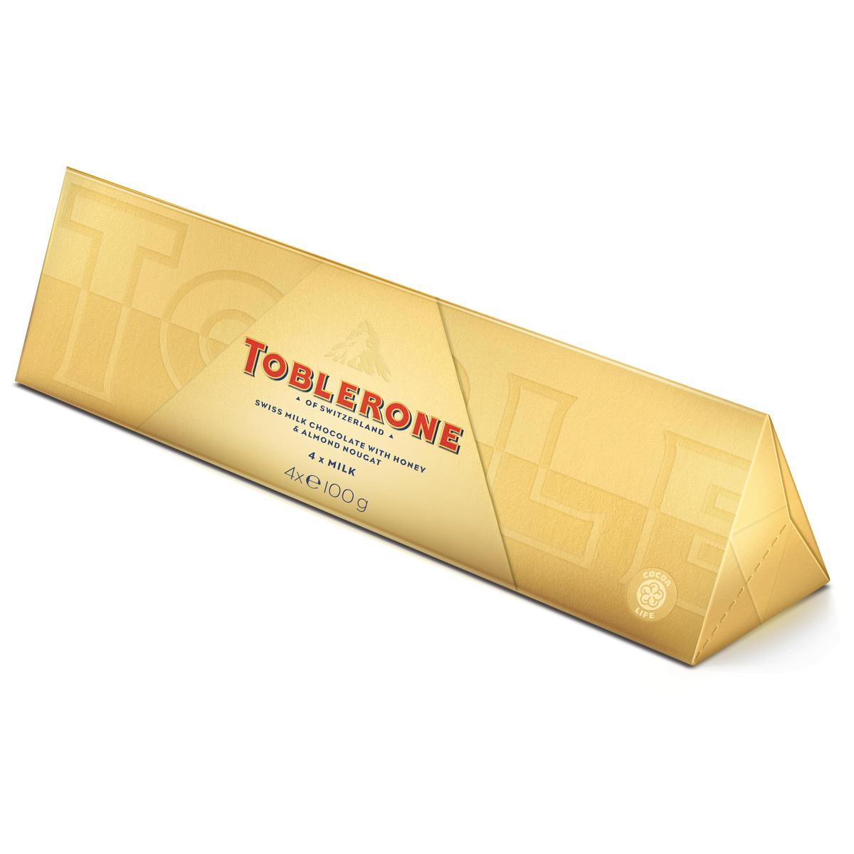 Toblerone Swiss Milk Chocolate with Honey & Almond Nougat 4x100g