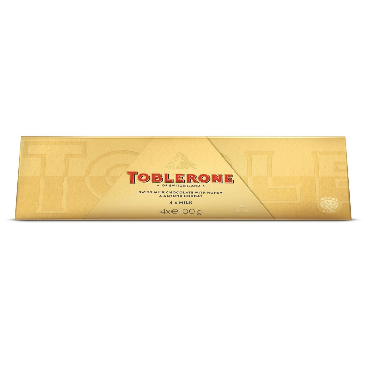 Toblerone Swiss Milk Chocolate with Honey & Almond Nougat 4x100g