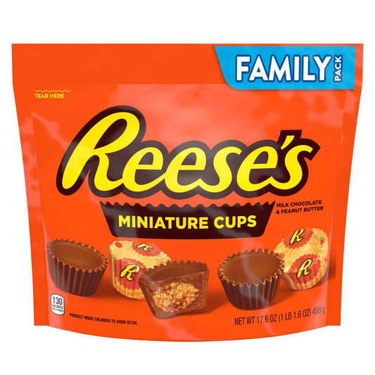 Reese's Milk Chocolate Peanut Butter Cups Miniatures Candy Pouch 498g