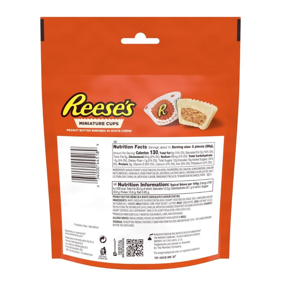 Reese's White Peanut Butter Cups Miniatures Candy Pouch 355g