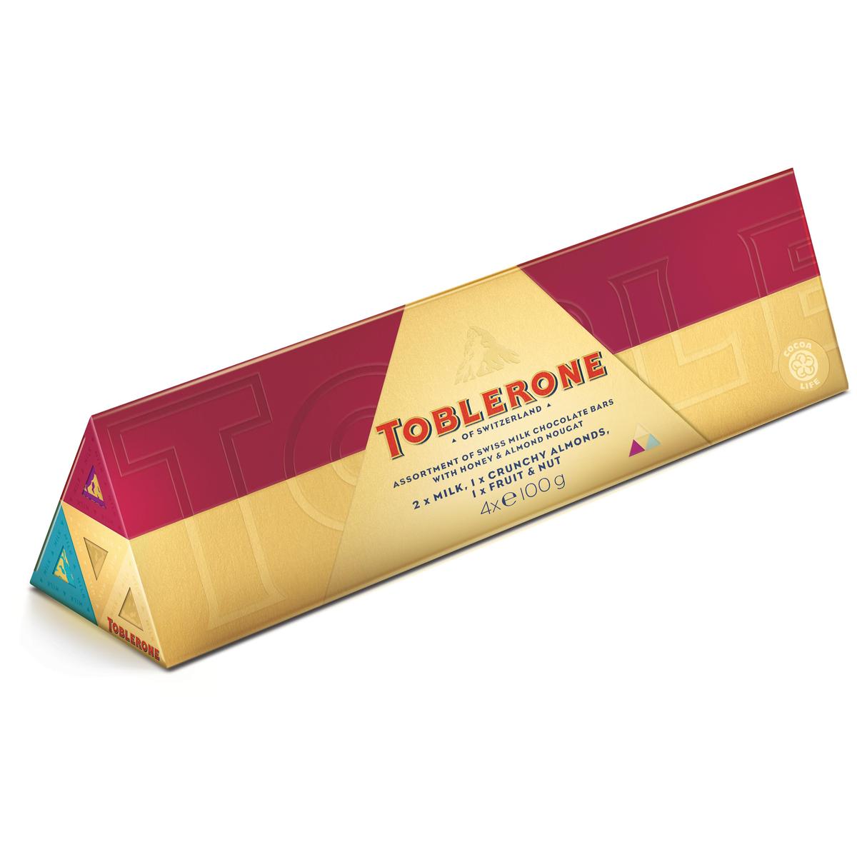 Toblerone Assortment of Swiss Chocolate Bars with Honey & Almond Nougat 4x100g