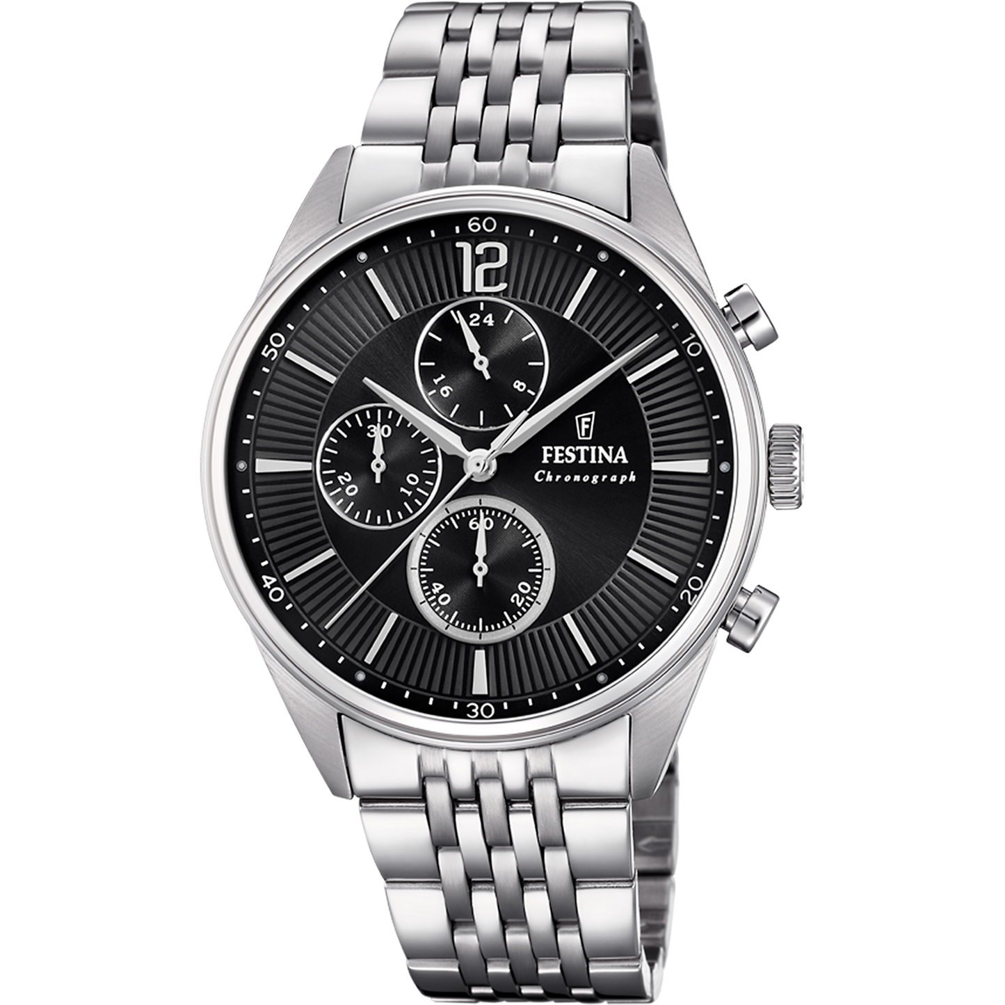 FESTINA TIMELESS CHRONOGRAPH WATCH F20285/4 BLACK STEEL STRAP, MEN
