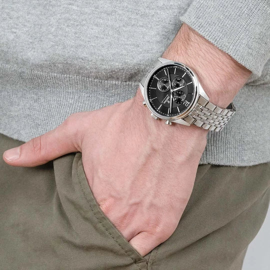 FESTINA TIMELESS CHRONOGRAPH WATCH F20285/4 BLACK STEEL STRAP, MEN