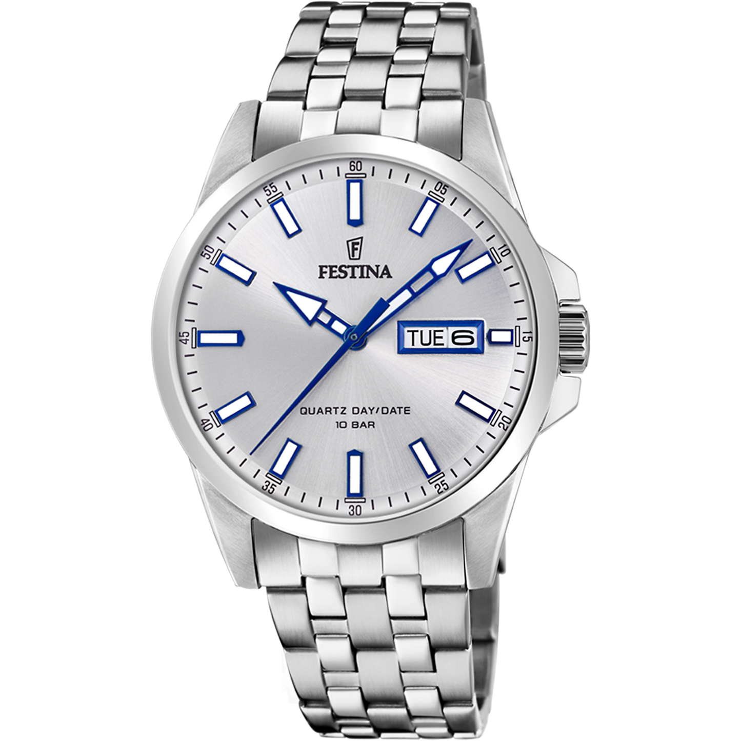 FESTINA CLASSICS WATCH F20357/1 SILVER STEEL STRAP, MEN