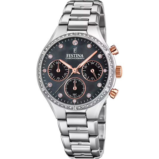 FESTINA BOYFRIEND WATCH F20401/4 BLACK STEEL STRAP, WOMEN'S