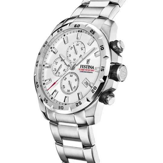 FESTINA TIMELESS CHRONOGRAPH WATCH F20463/1 SILVER STEEL STRAP, MEN
