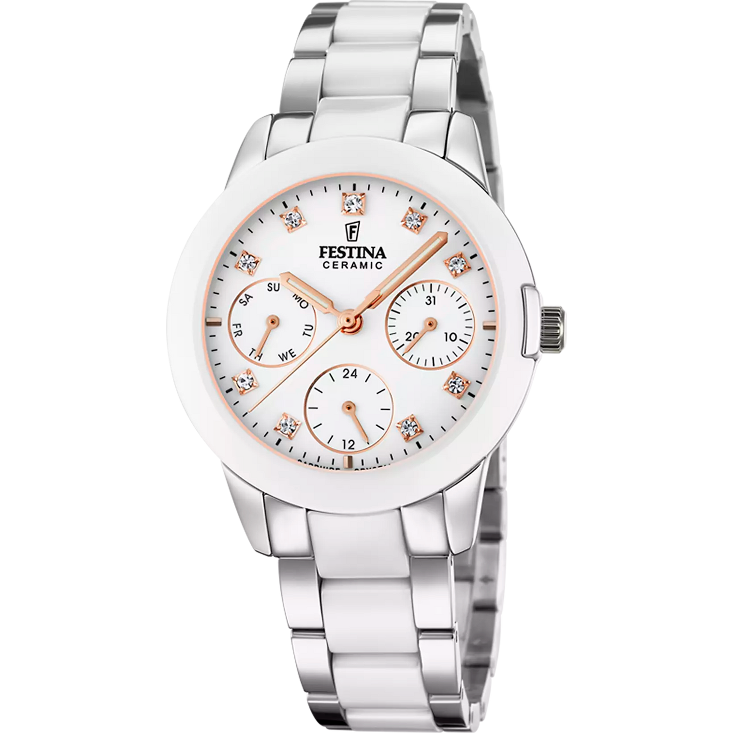 FESTINA CERAMIC WATCH F20497/1 WHITE STEEL STRAP, WOMEN