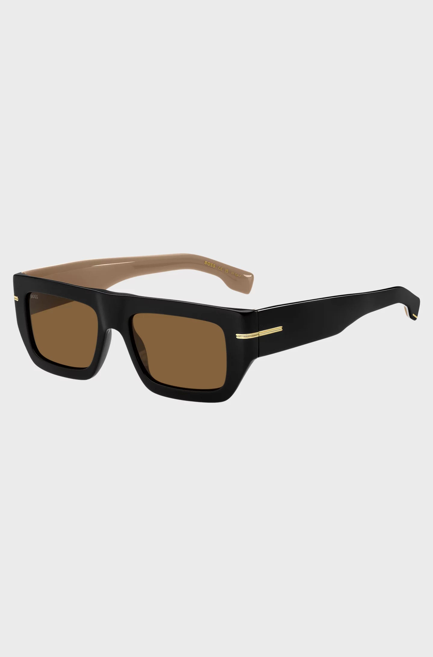 BLACK-ACETATE SUNGLASSES WITH SIGNATURE GOLD-TONE DETAIL