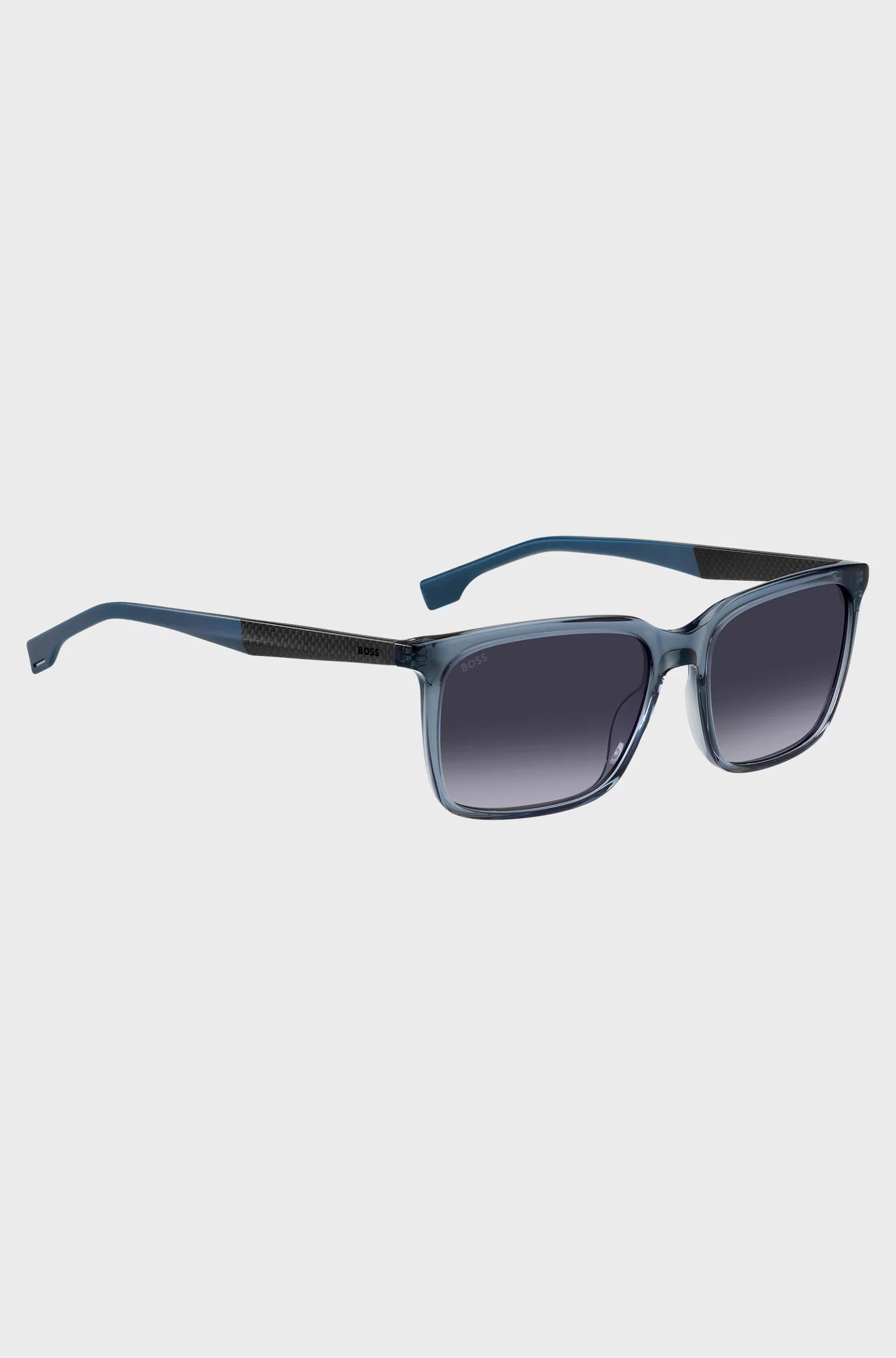 BLUE-ACETATE SUNGLASSES WITH PATTERNED CARBON-FIBRE TEMPLES