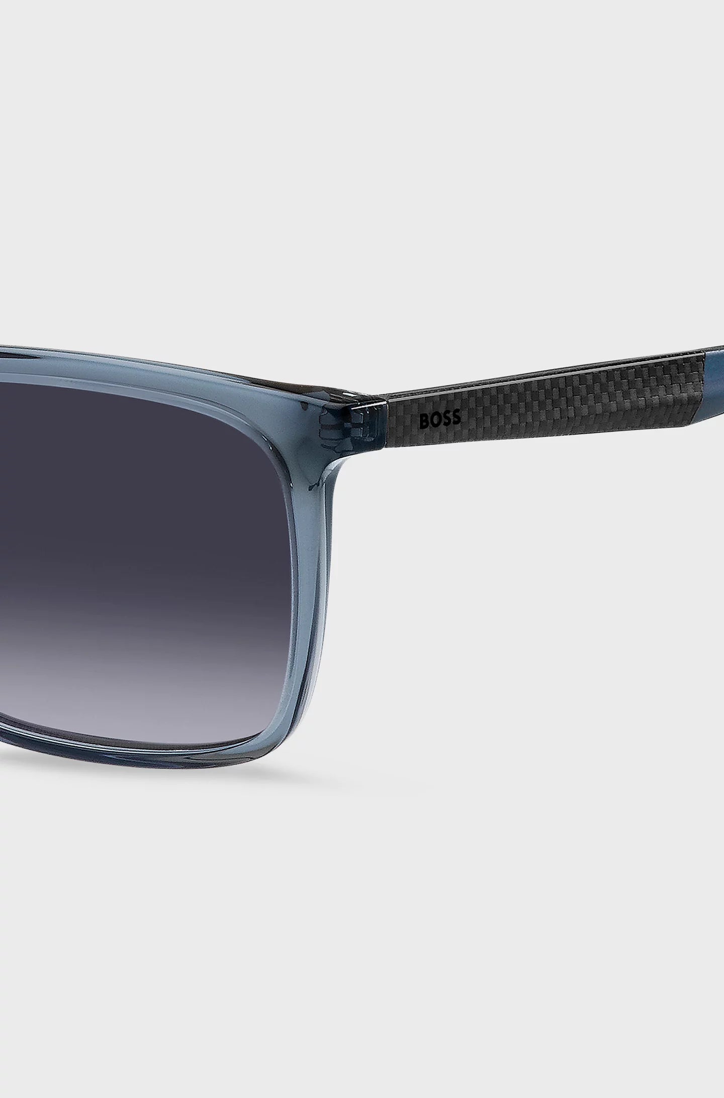 BLUE-ACETATE SUNGLASSES WITH PATTERNED CARBON-FIBRE TEMPLES