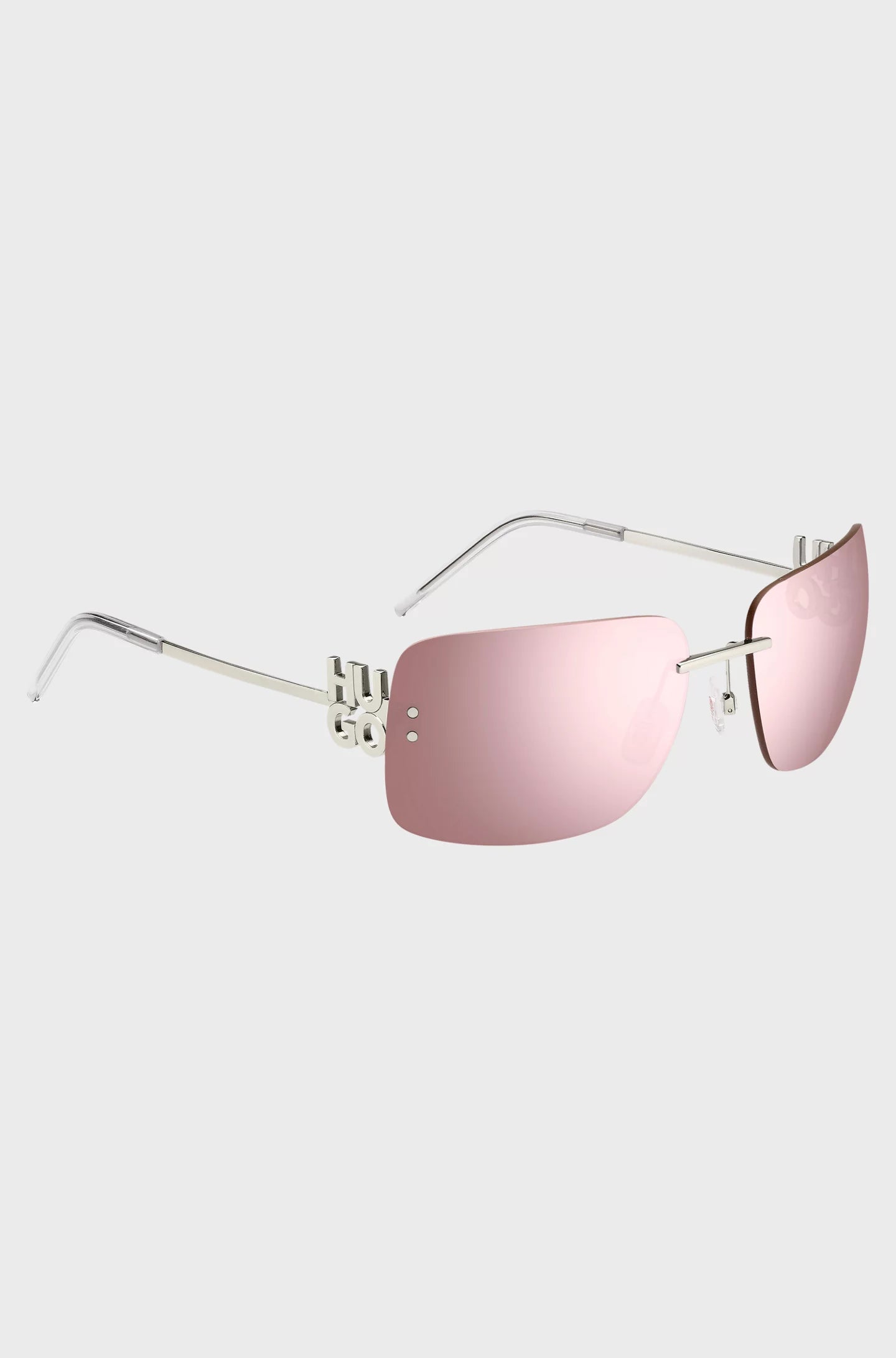 PINK-LENS SUNGLASSES WITH STACKED-LOGO TEMPLES