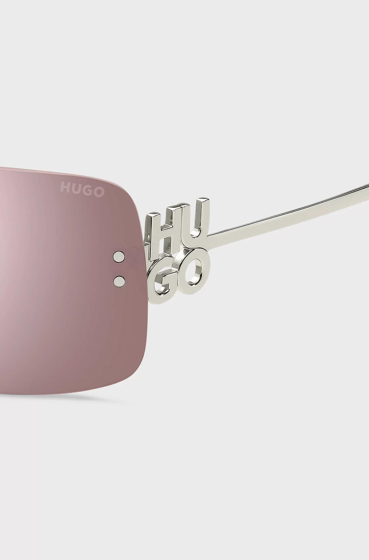 PINK-LENS SUNGLASSES WITH STACKED-LOGO TEMPLES