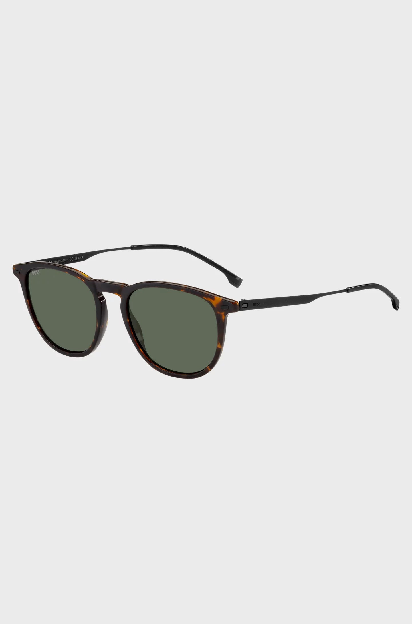 HAVANA-ACETATE SUNGLASSES WITH STEEL TEMPLES