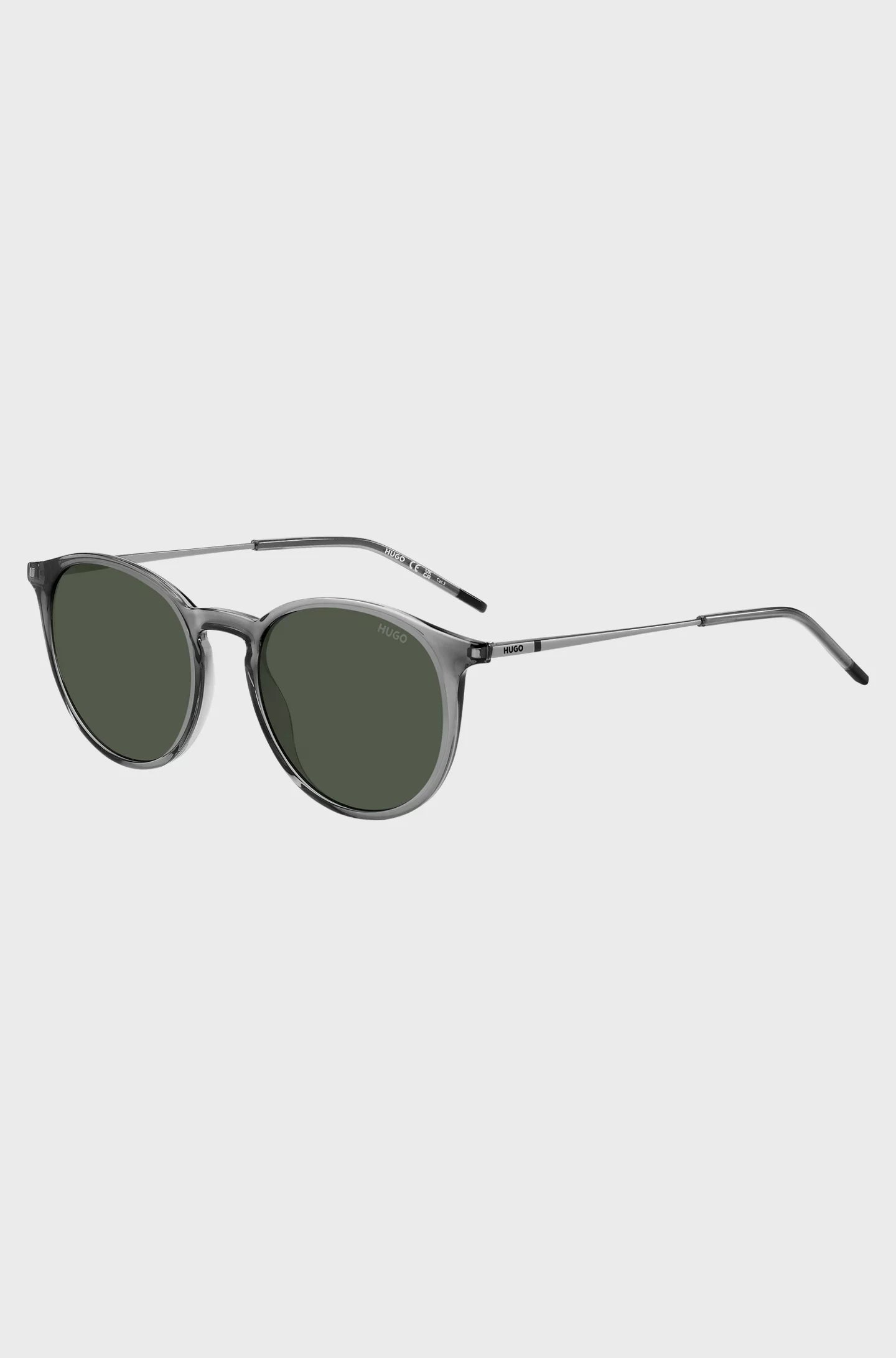 GREY SUNGLASSES WITH ROUNDED METAL TEMPLES