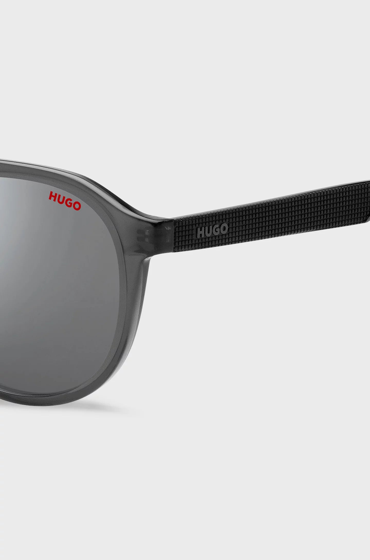 DOUBLE-BRIDGE SUNGLASSES IN GREY ACETATE WITH PATTERNED TEMPLES