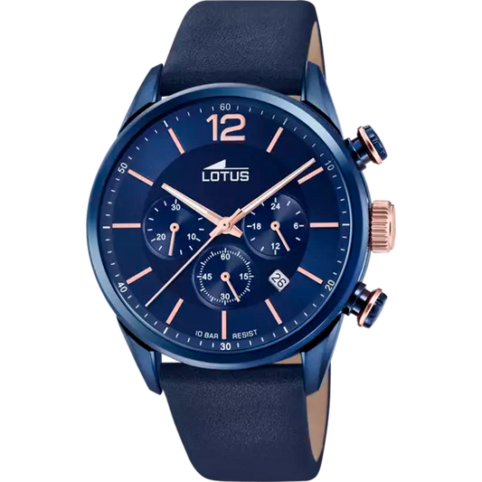 LOTUS MEN'S BLUE CHRONO LEATHER WATCH BRACELET 18681/2