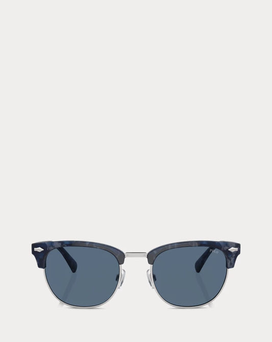 Heritage Pen-Pin Round Sunglasses (Shiny Blue Havana)